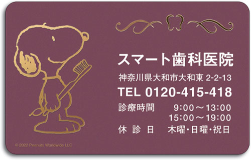 プレミアム箔押し診察券スヌーピー　ボルドー by Peanuts(スヌーピー）